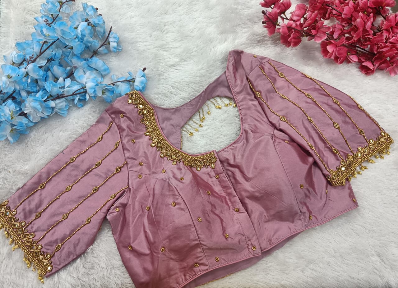 Bridal Blouse with Beaded Embroidery Sleeves