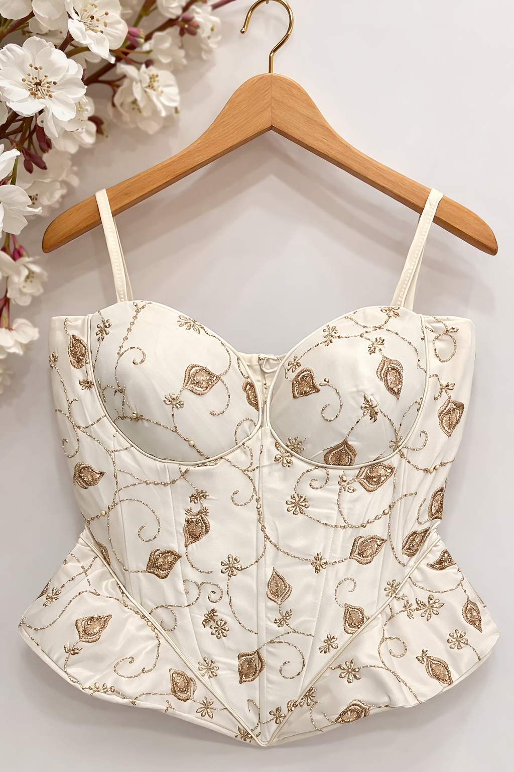 Ivory Embroidered Corset Style Designer Blouse