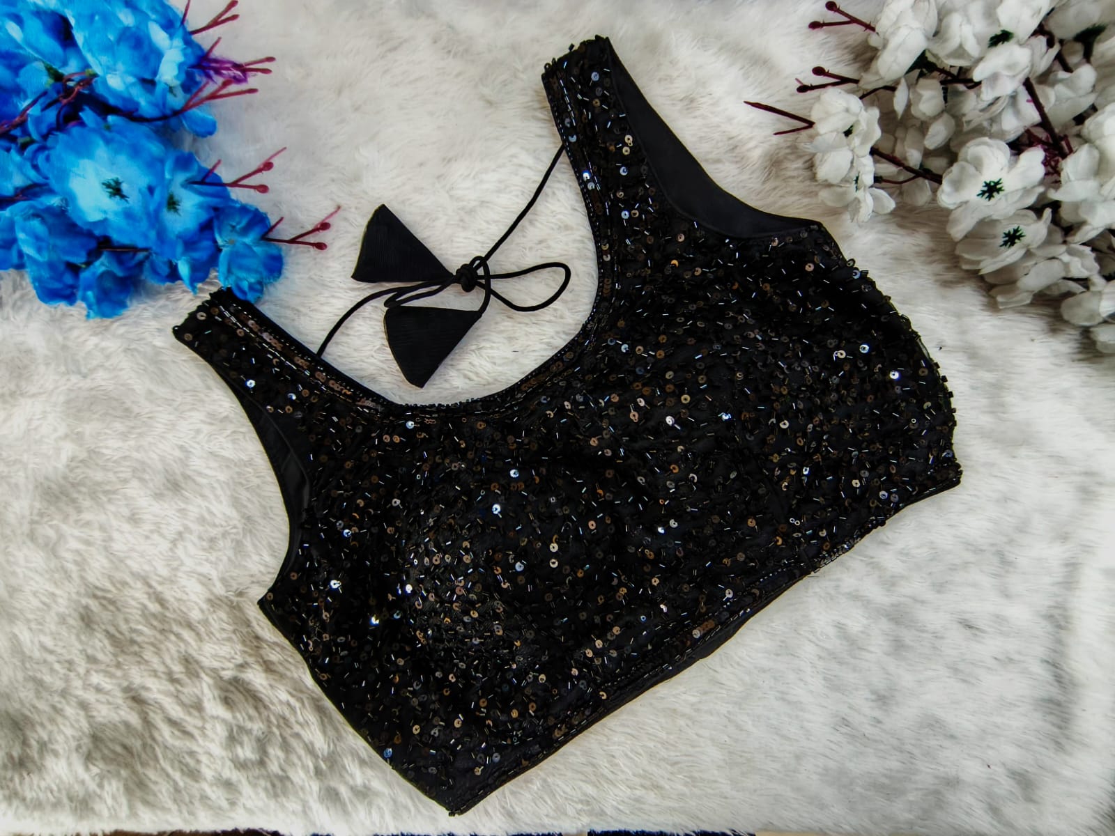 Premium Satin Silk With Beads Work