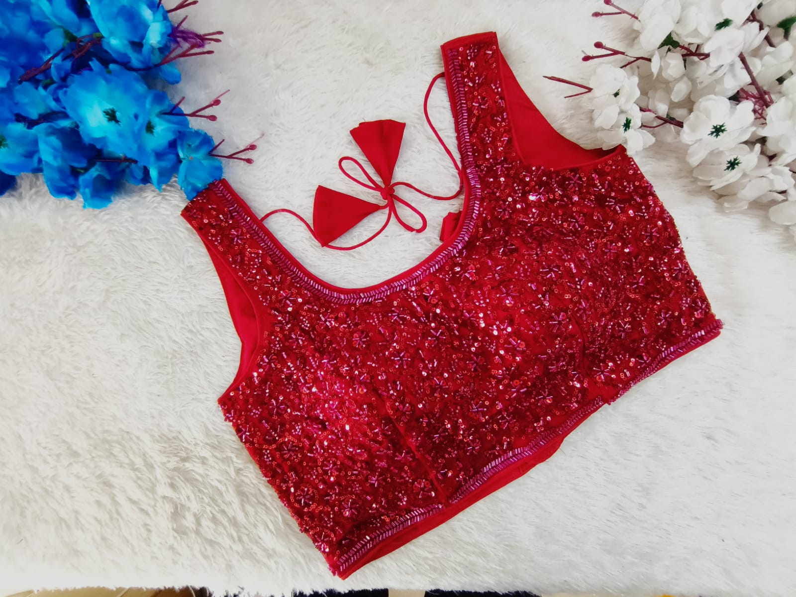 Premium Satin Silk With Beads Work