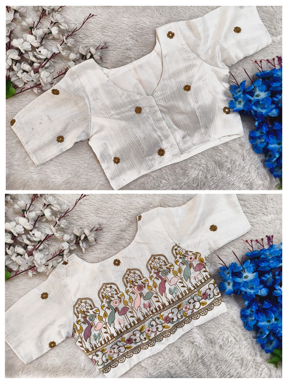 Hand-Embroidered Tussar Silk Party Wear Blouse