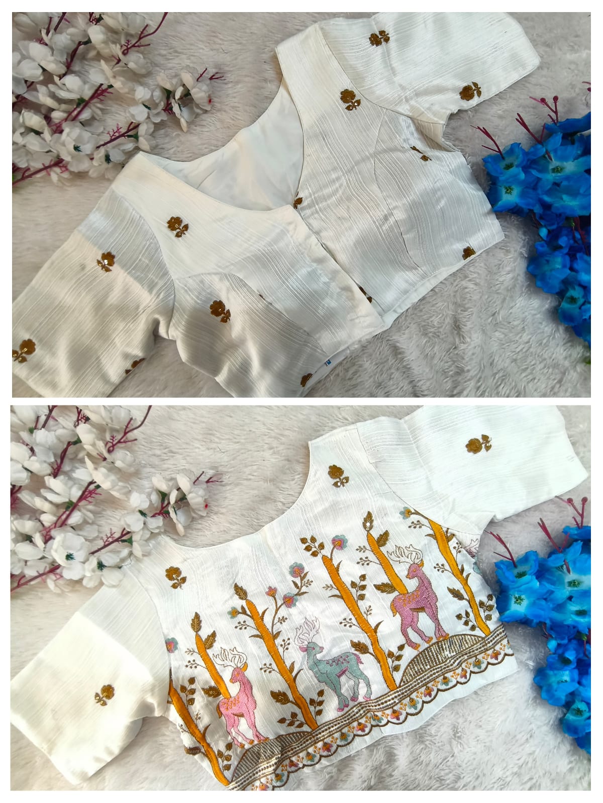 Hand-Embroidered Tussar Silk Party Wear Blouse