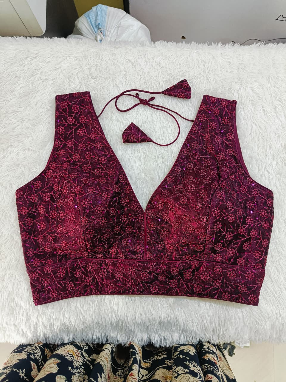 Floral Embroidered V-Neck Blouse