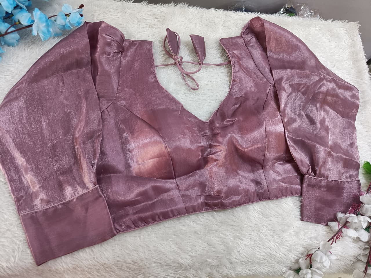 Designer Silk with Elbow Sleeves & Tie-Up Back