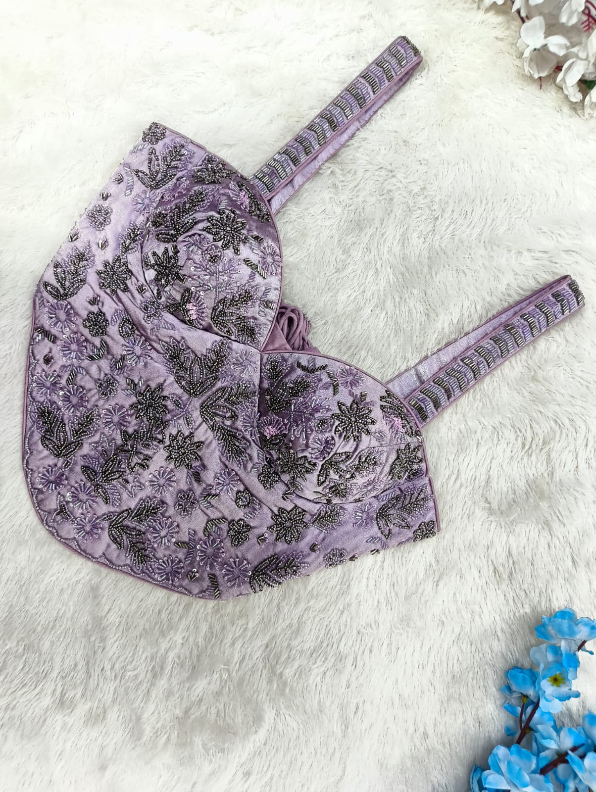 Bollywood Gunmetal Floral Embroidered Corset Blouse