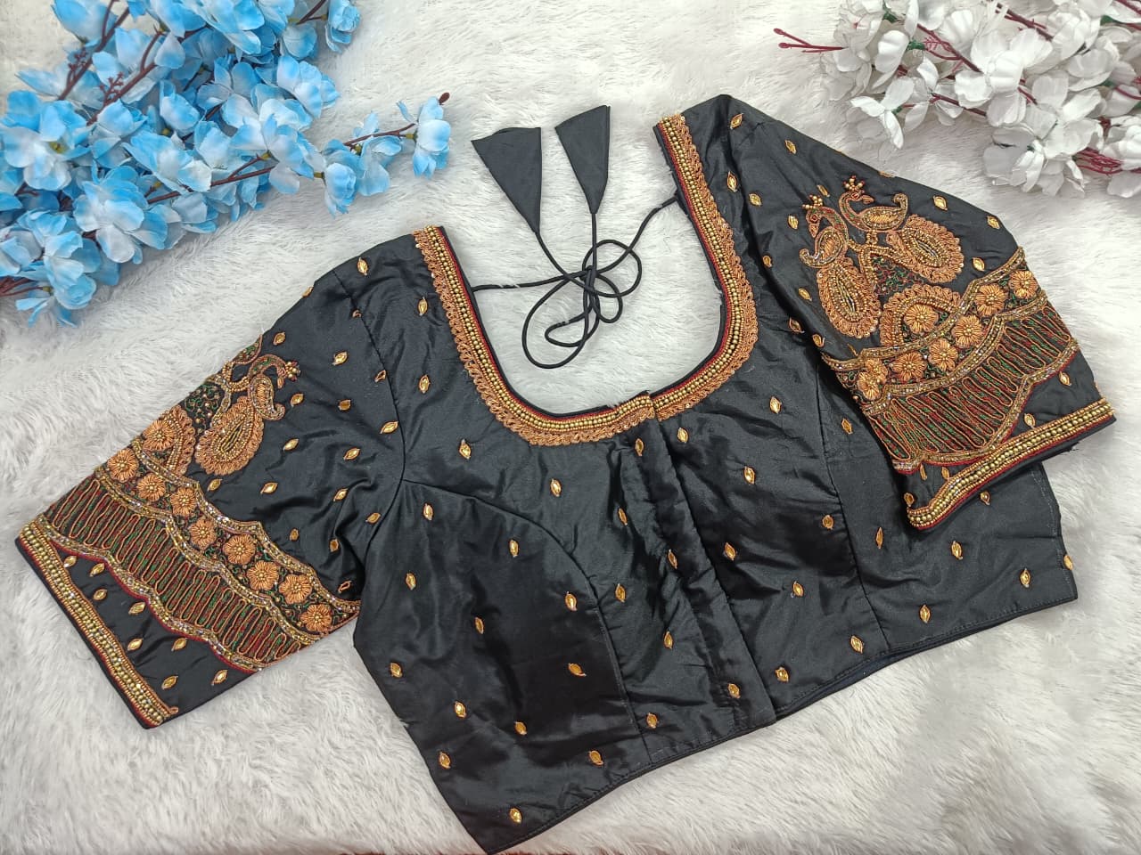 Bridal Silk Embroidered Blouse with Sleeve Work – Designer Ethnic & Festive Wear