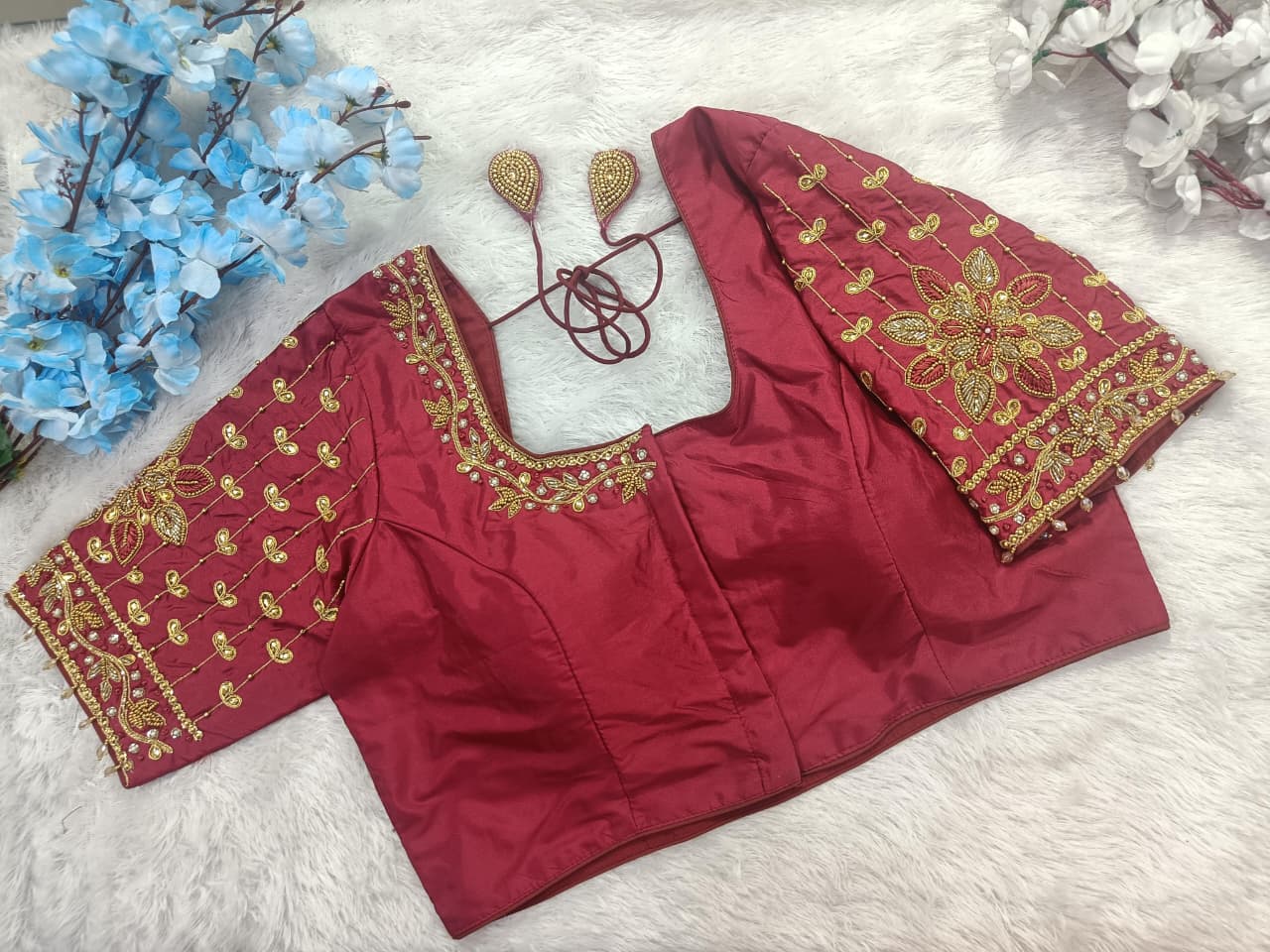 Bridal Silk with Heavy Sleeve Maggam Work