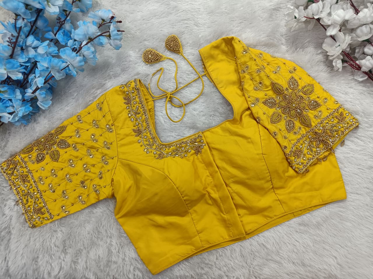 Bridal Silk with Heavy Sleeve Maggam Work