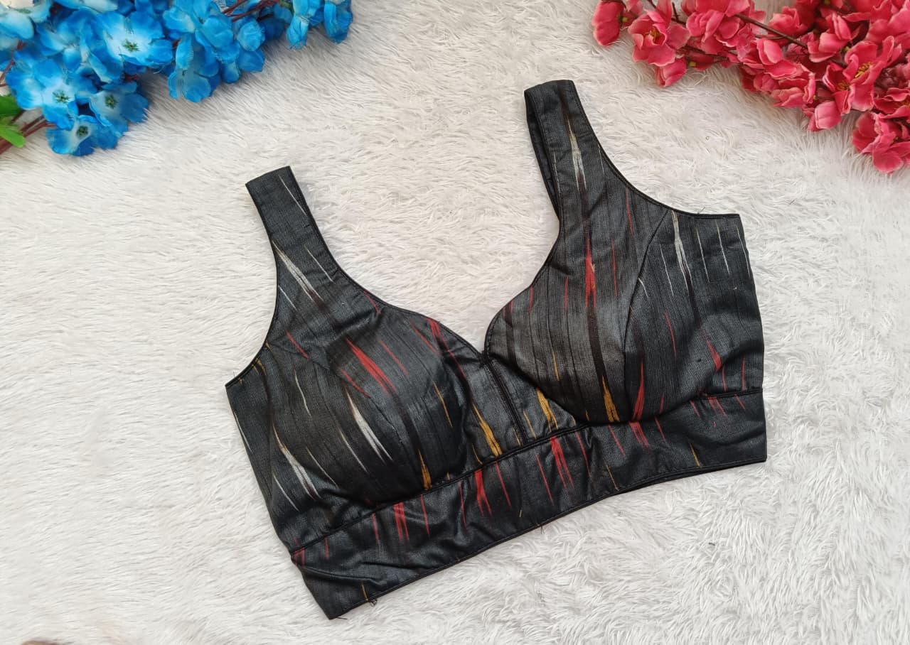 Regular Ikat Print V-Neck Bralette Style Blouse