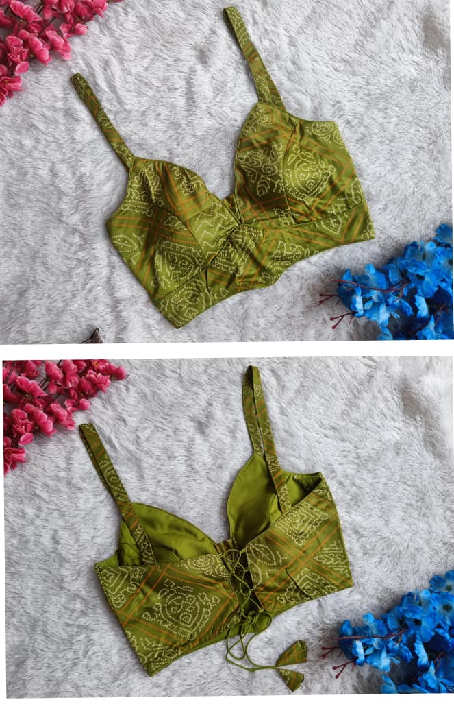 Regular Bandhani Corset Style Padded Blouse with Back Dori