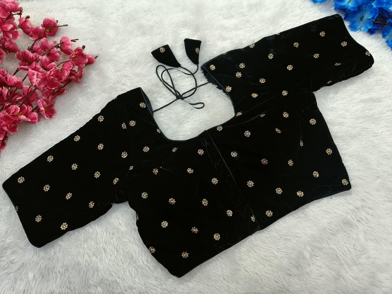 Partywear Elegant Velvet Embroidered Blouse