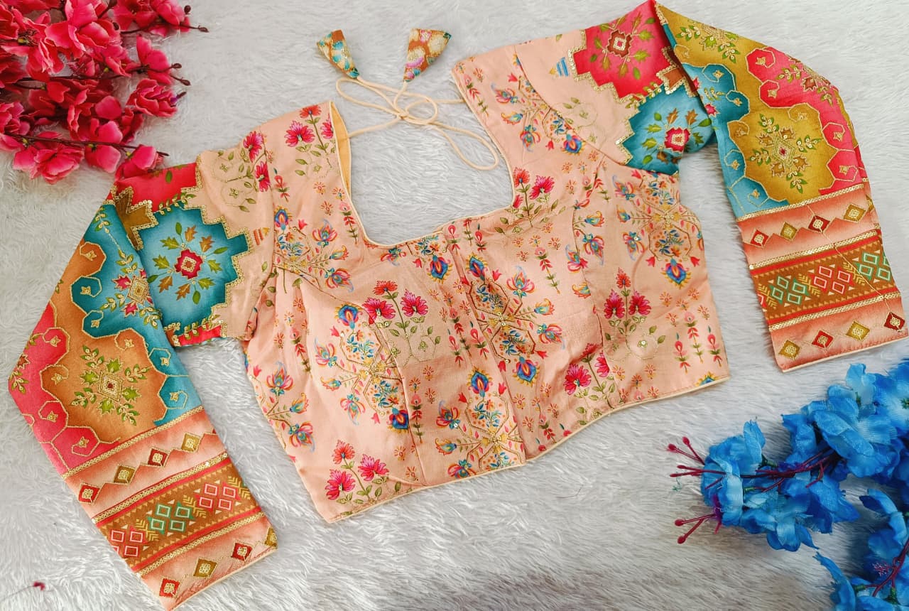 Partywear Floral Printed full sleeves Blouse