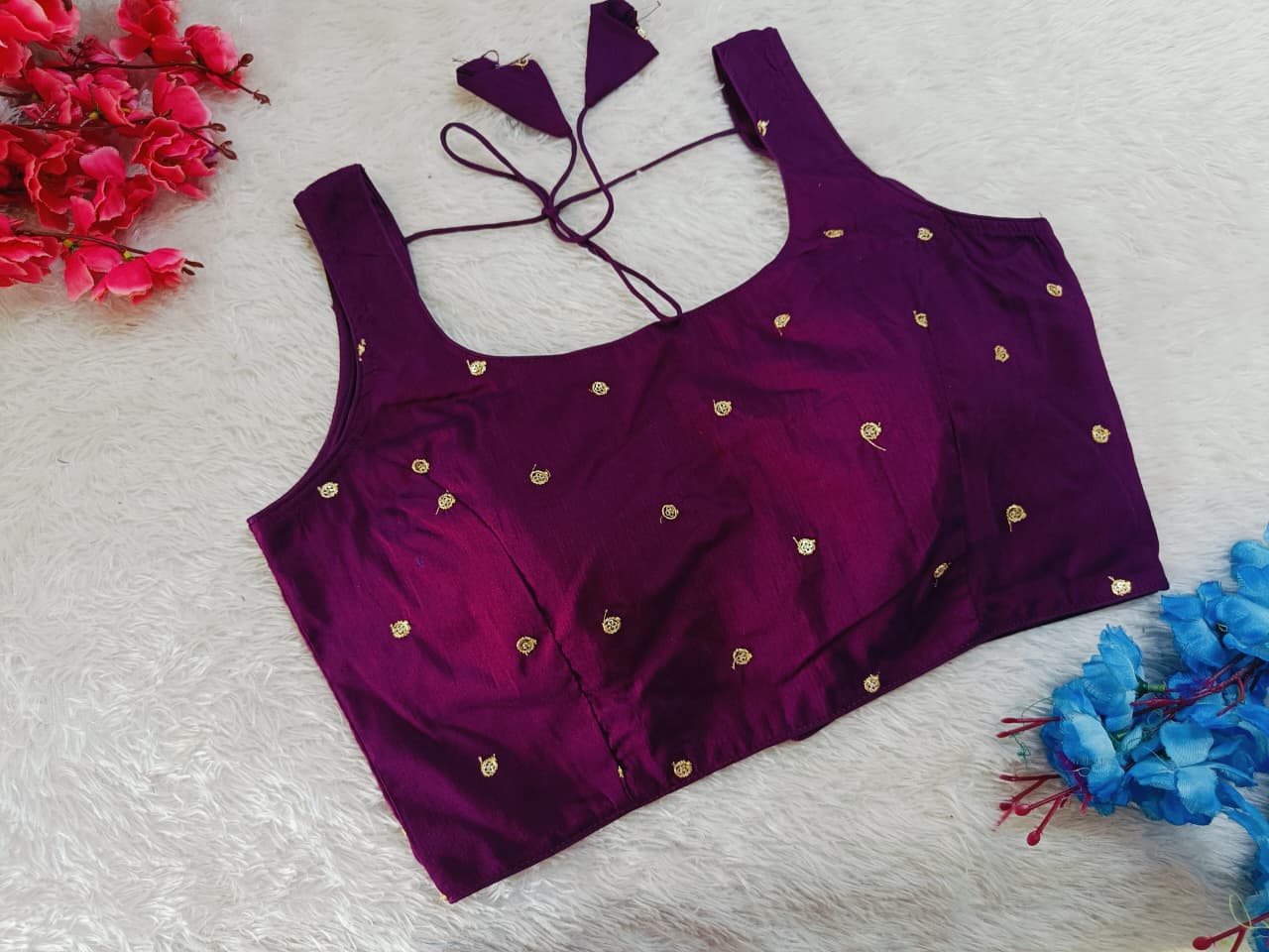 Partywear  Dupion Cotton blend Butti Blouse