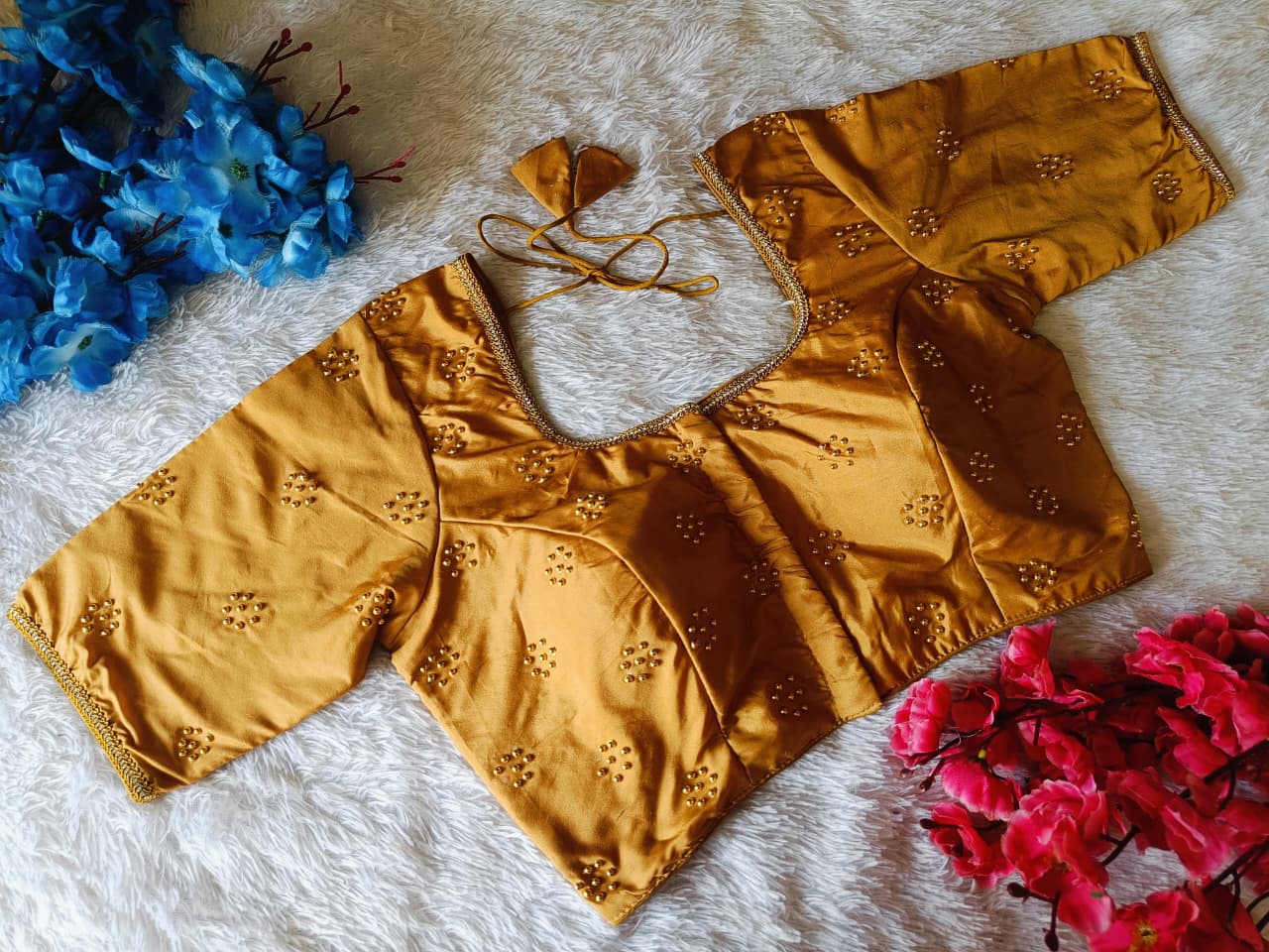 Partywear Golden Pearl Butti Blouse