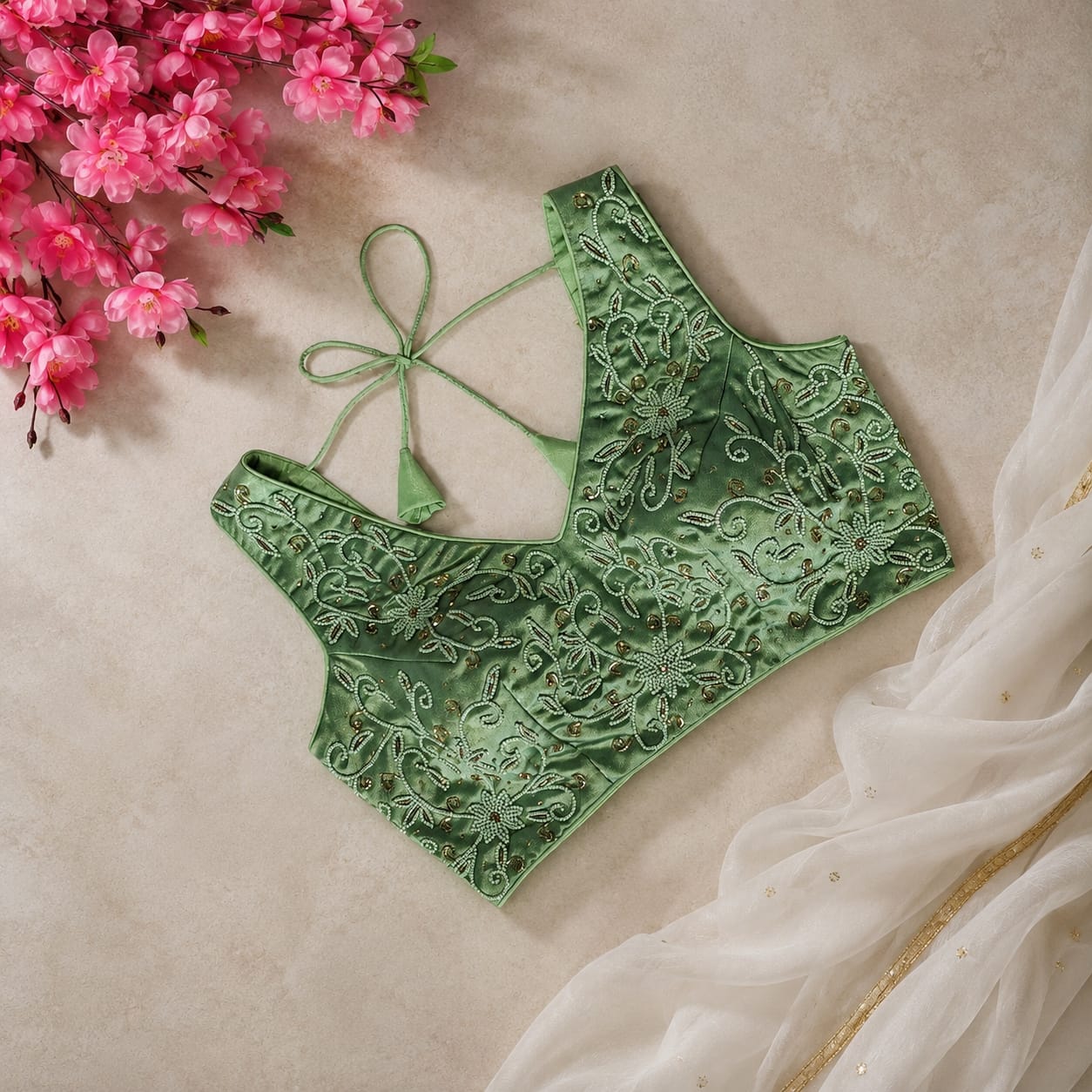 Hand Embroidered Designer Blouse for Saree & Lehenga