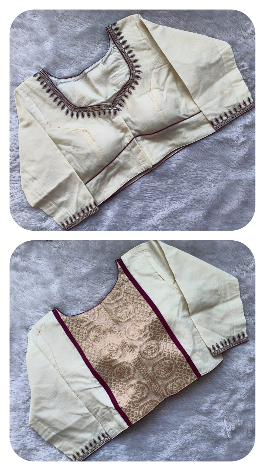 Kora Cotton Designer Cutwork Neck & Brocade Back