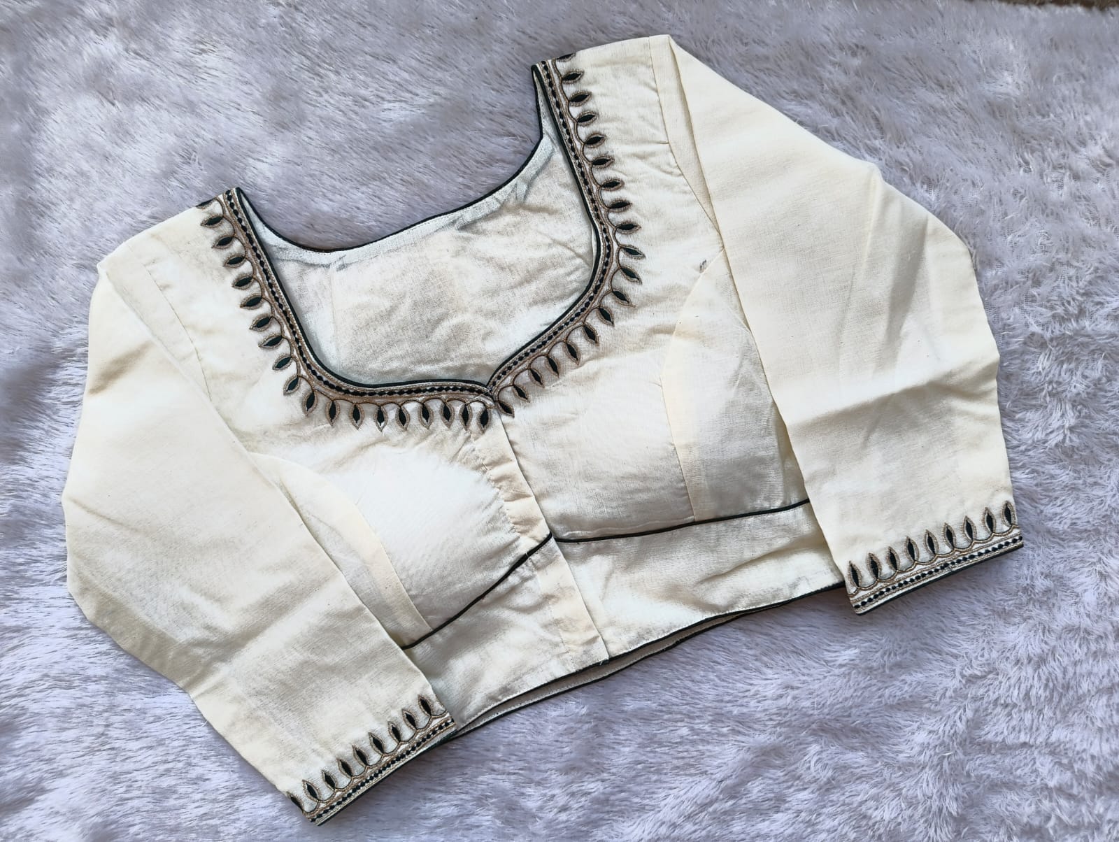 Kora Cotton Designer Cutwork Neck & Brocade Back