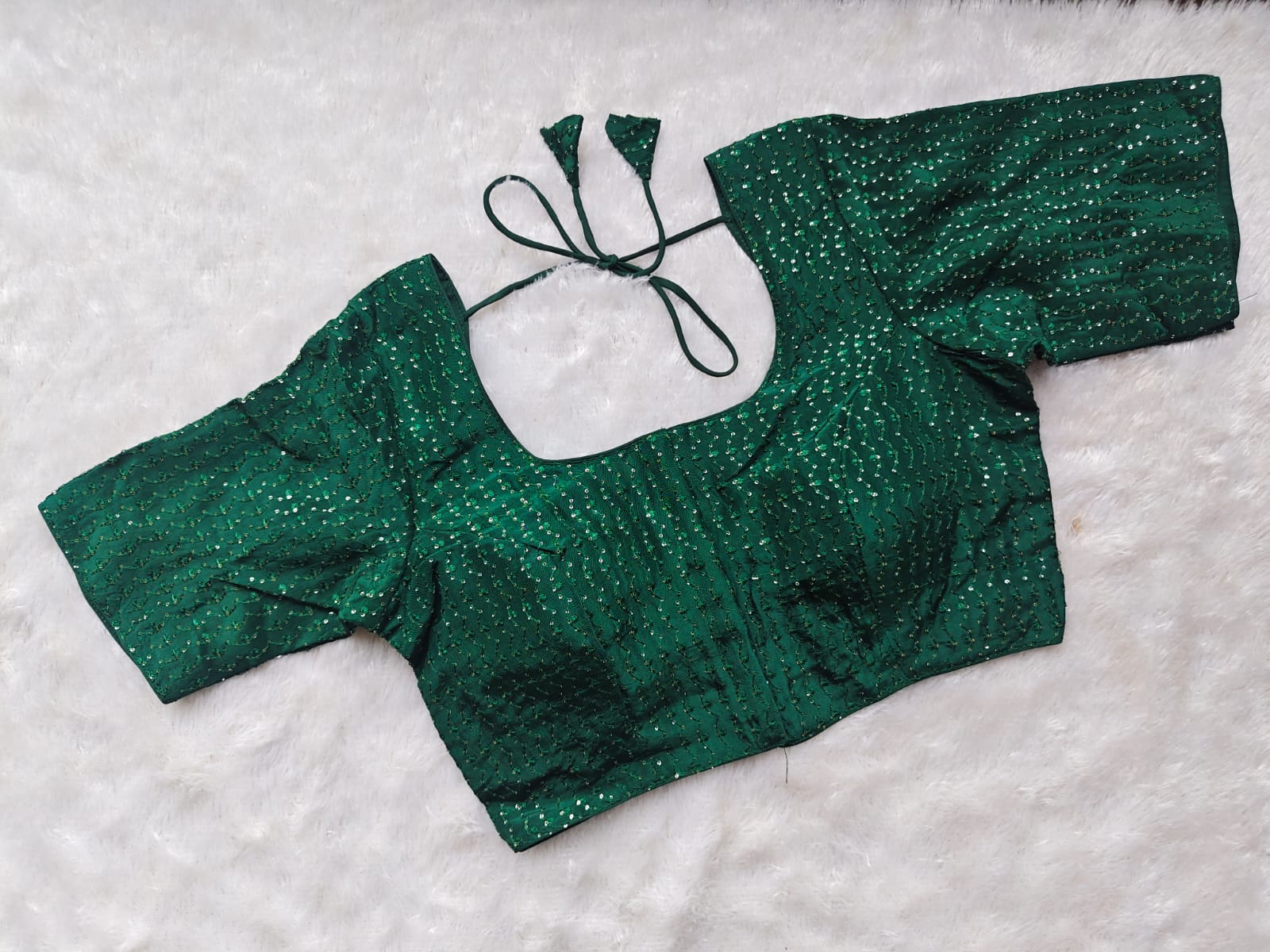 Regular Emerald Padded Blouse with Back Dori