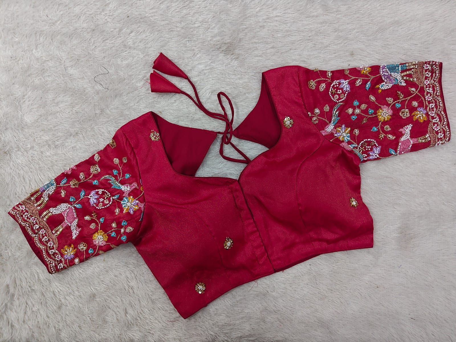 Premium Embroidered Padded Blouse with Designer Sleeves