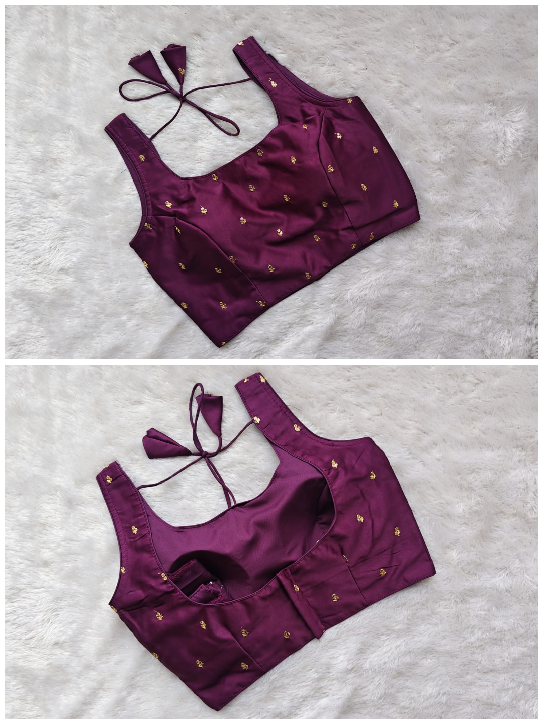 Designer Blouse with Elegant Butti Pattern & Tie-Up Back