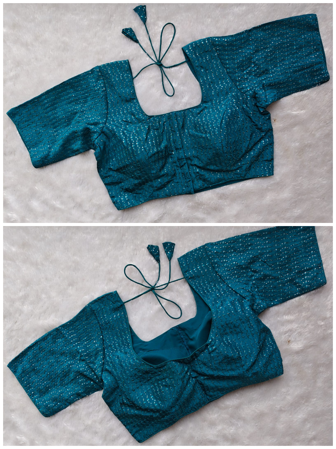 Regular Emerald Padded Blouse with Back Dori